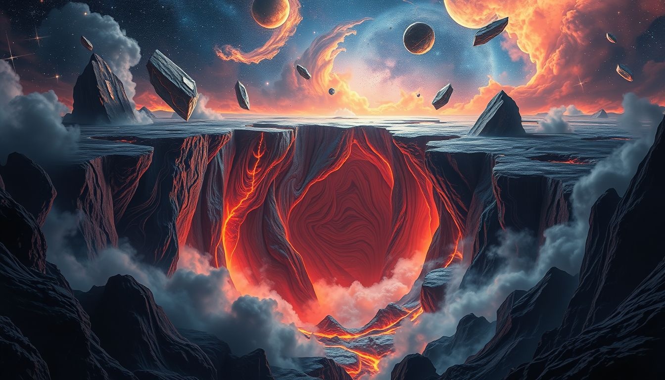 Een kloof gevuld met lava symboliseert intense, onderdrukte emoties.