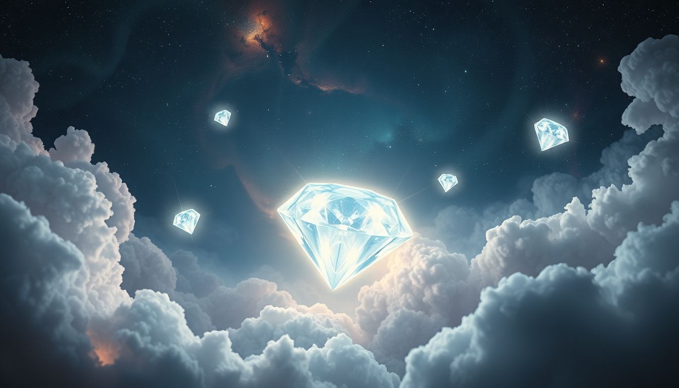 Kristalheldere diamanten symboliseren zuiverheid, waarde en innerlijke kracht.