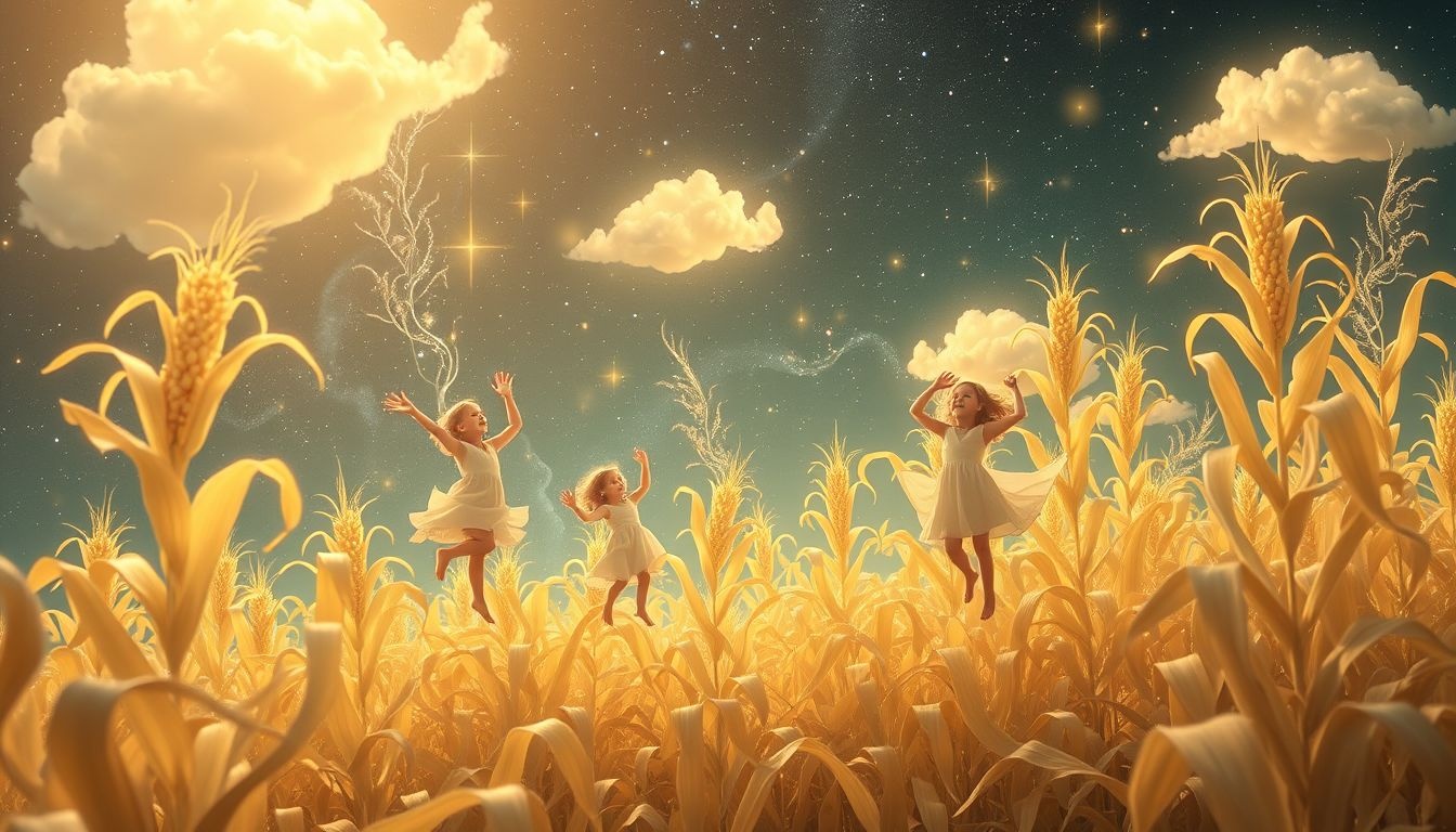 Spelen in maïsvelden symboliseert kinderlijke vrijheid en onschuld.