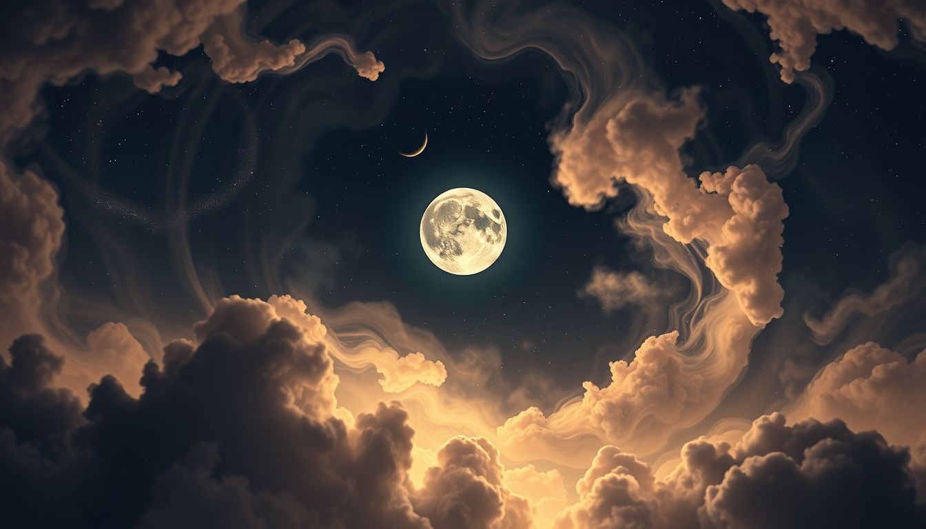 Een donkere volle maan symboliseert verborgen angsten en onbewuste emoties.