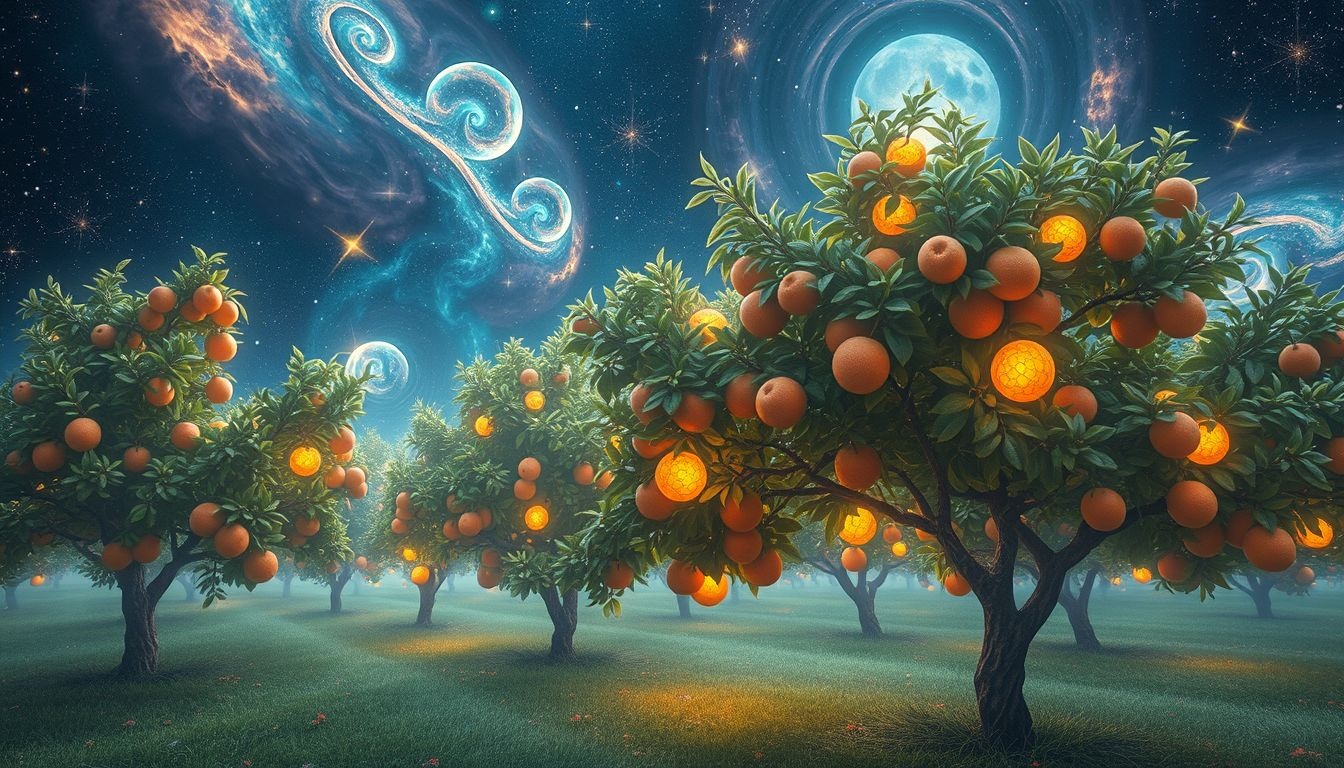 Dromen over een fruitboomgaard symboliseert overvloed en persoonlijke groei.
