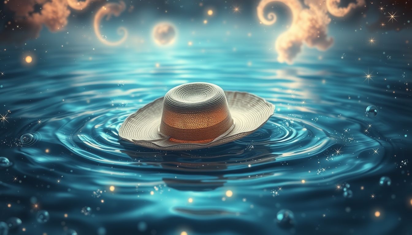 Dromen over een hoed in water symboliseert emotionele loslating en verandering.