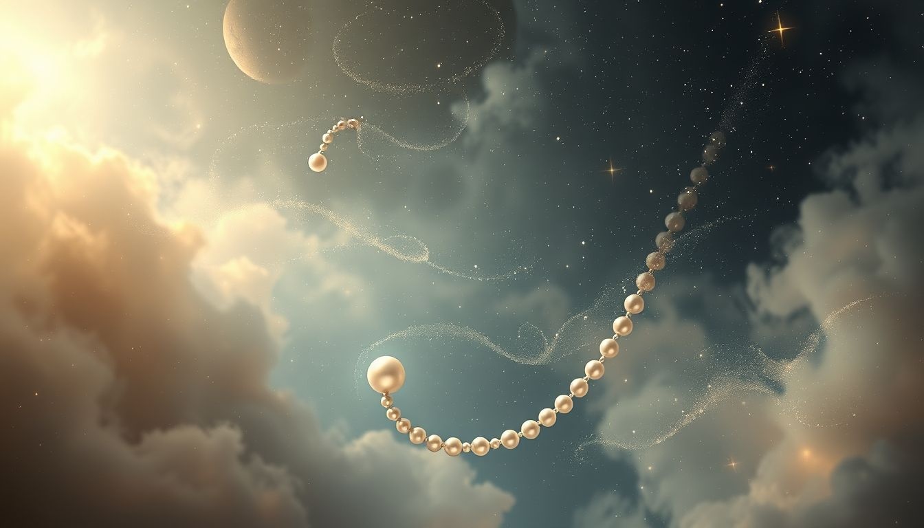 Een verkleurde parelketting symboliseert innerlijke transformatie en loslaten.