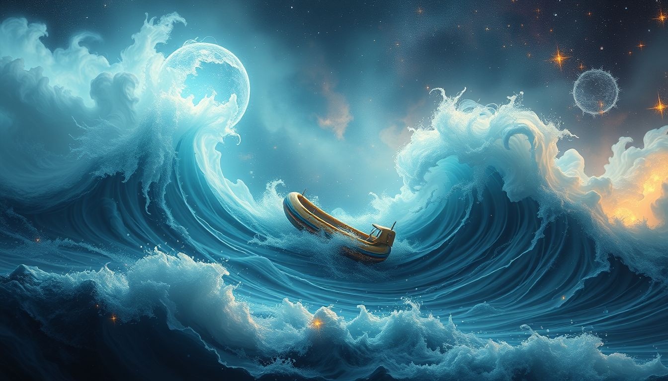Dromen over storm en rubberboot symboliseren innerlijke strijd en veerkracht.