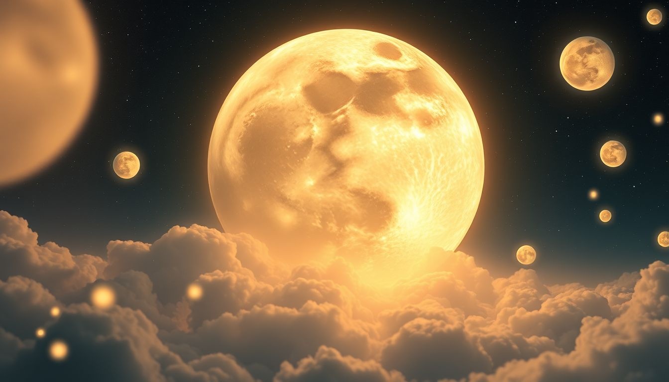 Een grote volle maan symboliseert kracht en emotionele intensiteit.