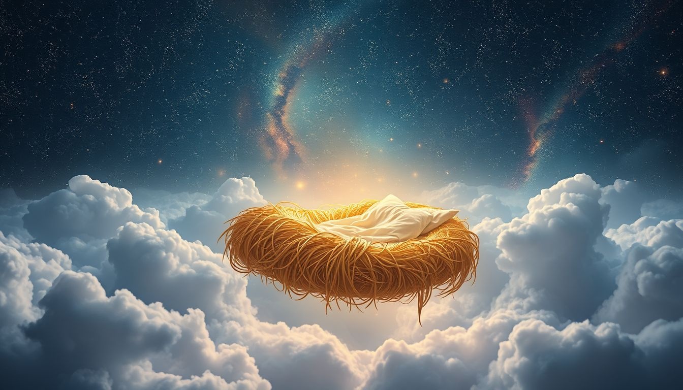 Dromen over hooi als bed symboliseert rust en eenvoud in het leven.