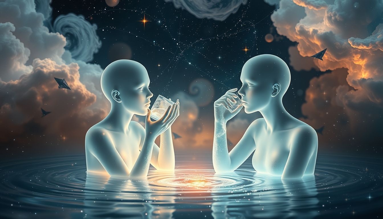 Dromen over mineraalwater drinken door iemand anders symboliseert helderheid delen.