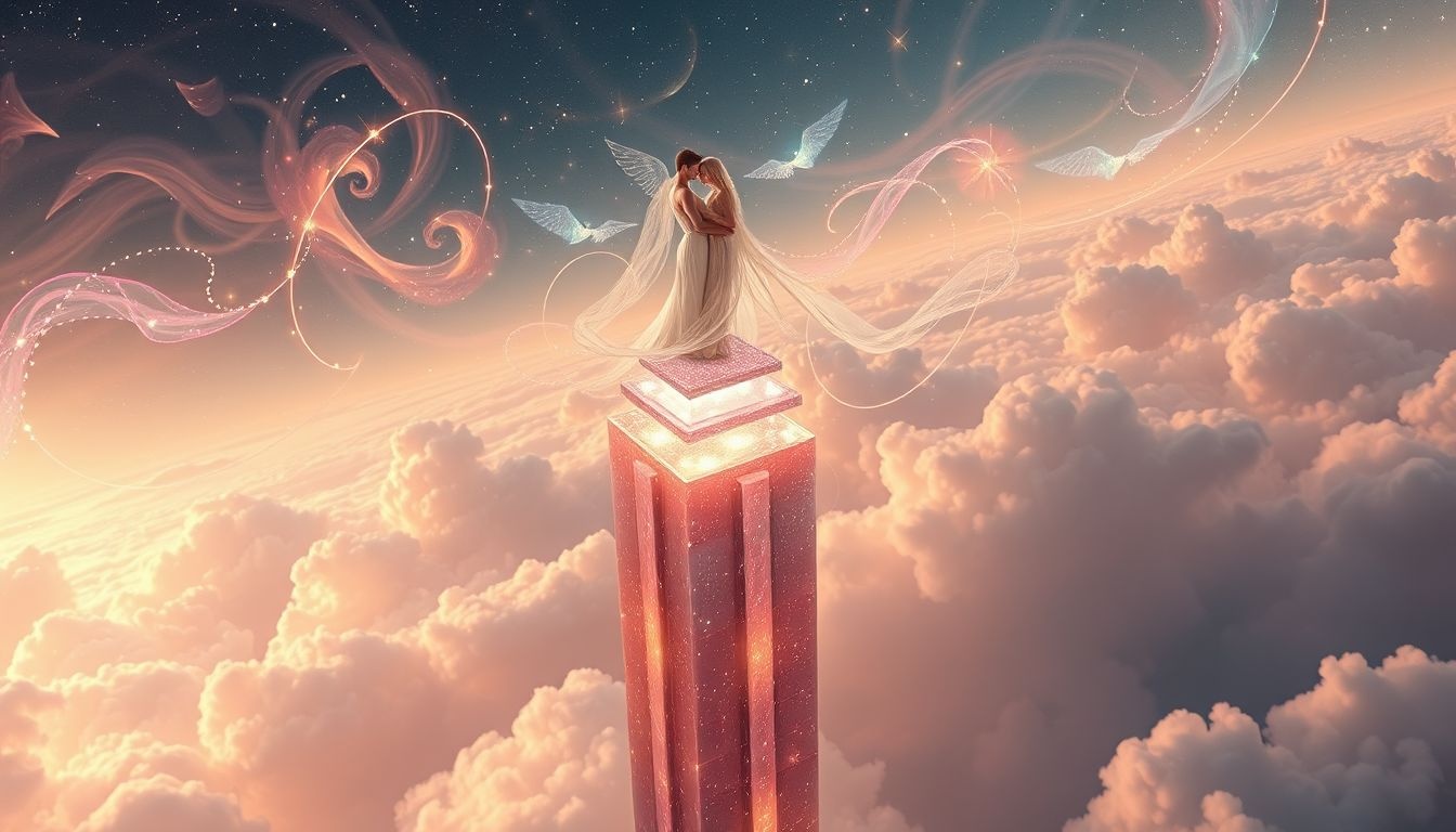 Romantische ontmoetingen in wolkenkrabbers symboliseren ambitie en passie.