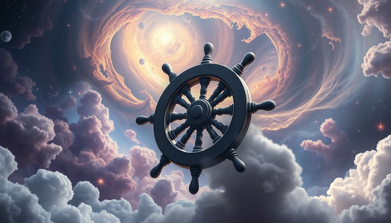 Een stenen stuur symboliseert controleverlies en emotionele hardheid.