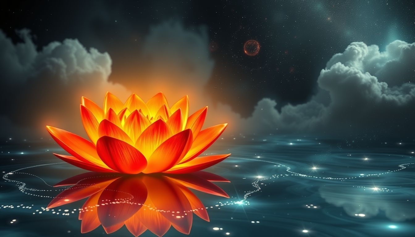 Een bloeiende vuurlelie symboliseert innerlijke kracht en spirituele groei.