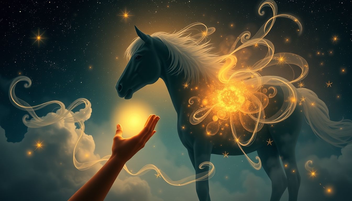 Een paard voeren symboliseert zorg en het koesteren van kracht.