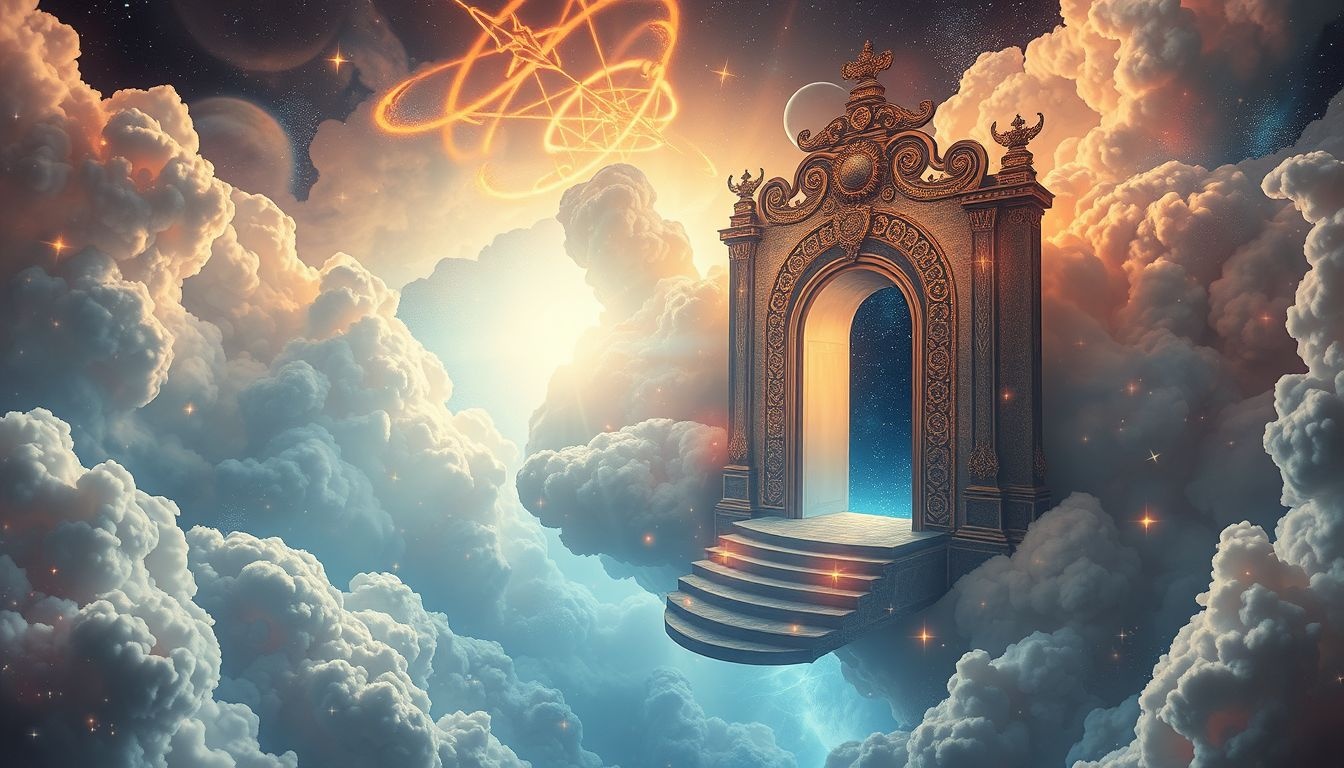 Droom 10 symboliseert spirituele wedergeboorte via paradijs toegangspoorten.