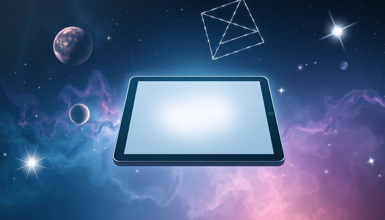 Een leeg scherm op een schrijftablet symboliseert nieuwe creatieve mogelijkheden.