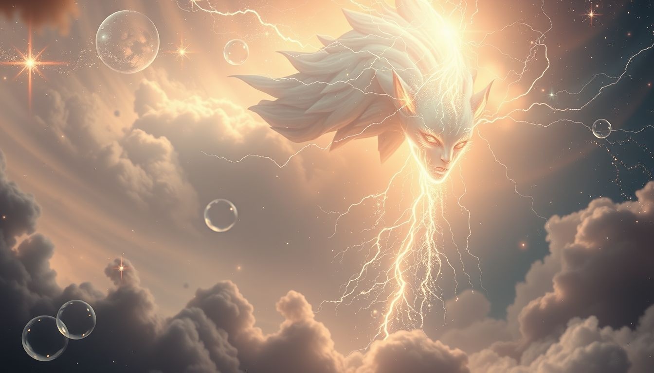Een verdrietig donderwezen symboliseert innerlijke conflicten en emotionele uitbarstingen.