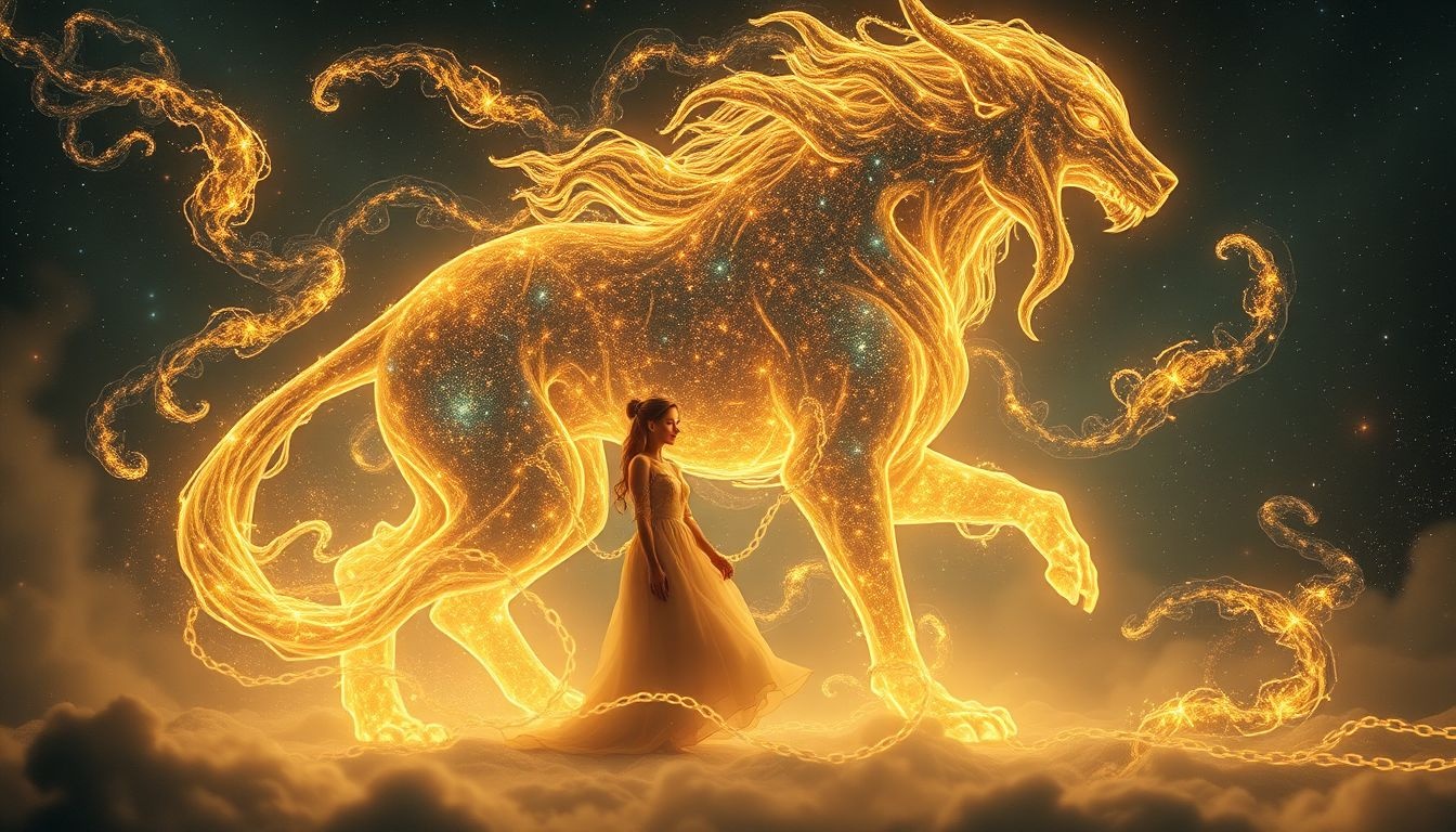 Droom 14 symboliseert gebondenheid aan instinctieve dierlijke drijfveren.