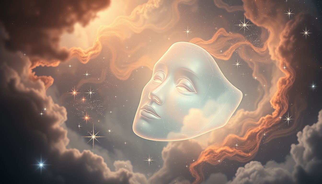 Een masker in dromen symboliseert vaak zelfbescherming en kracht.