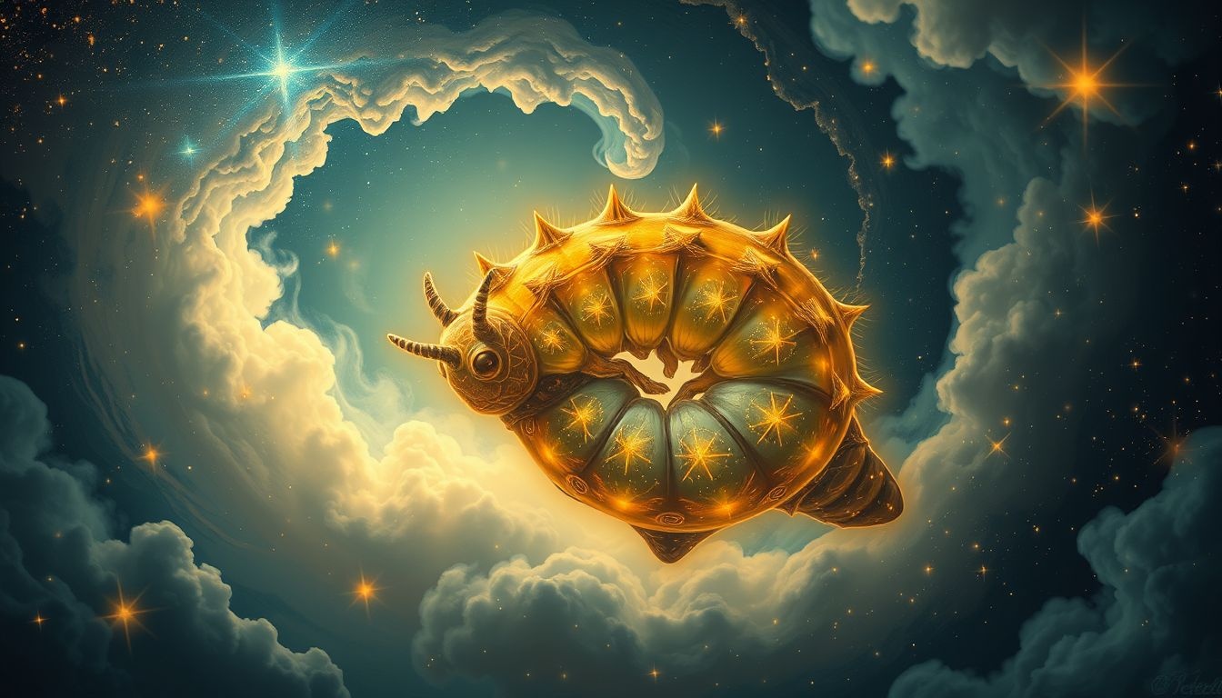 Een rups met doornen symboliseert bescherming tijdens persoonlijke transformatie.