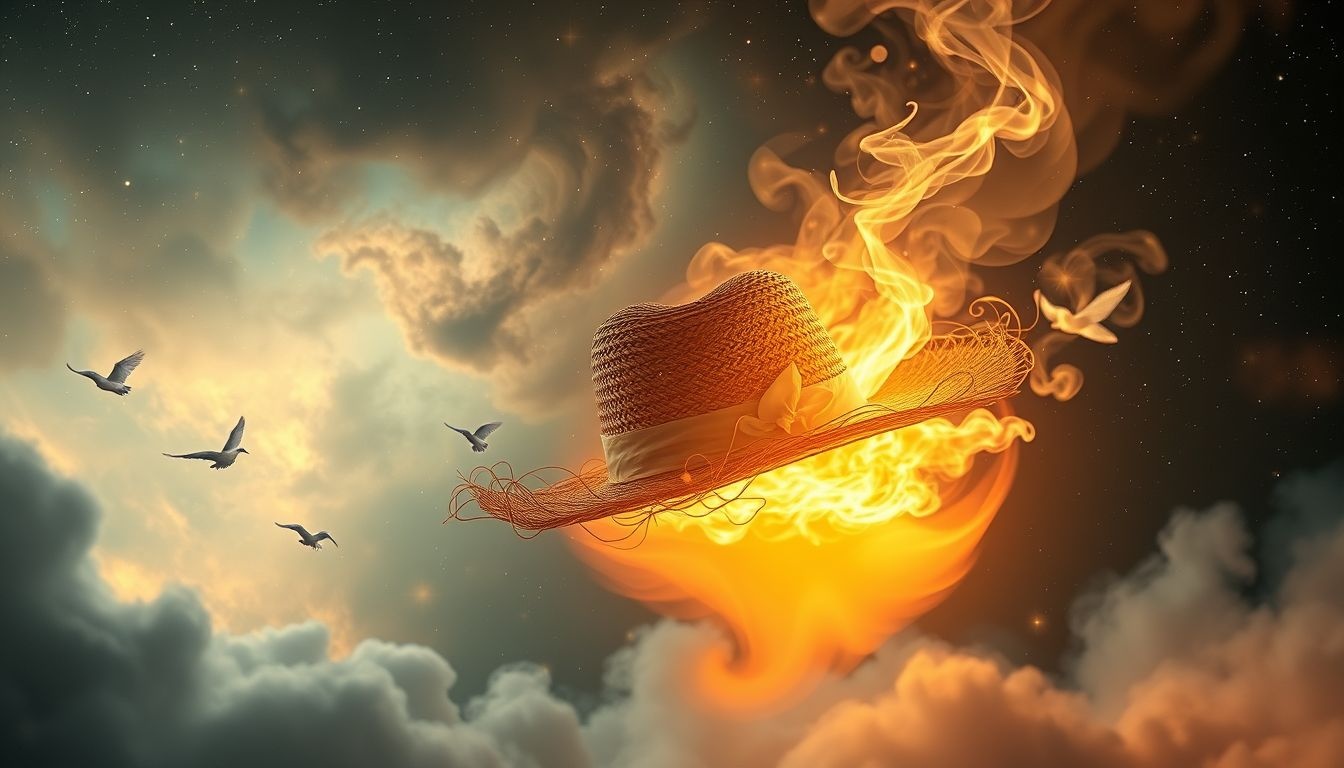 Het verbranden van een strohoed symboliseert loslaten van oude zorgen.