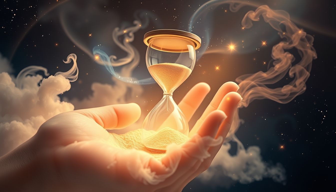 Een zandloper cadeau symboliseert tijd en nieuwe kansen in dromen.