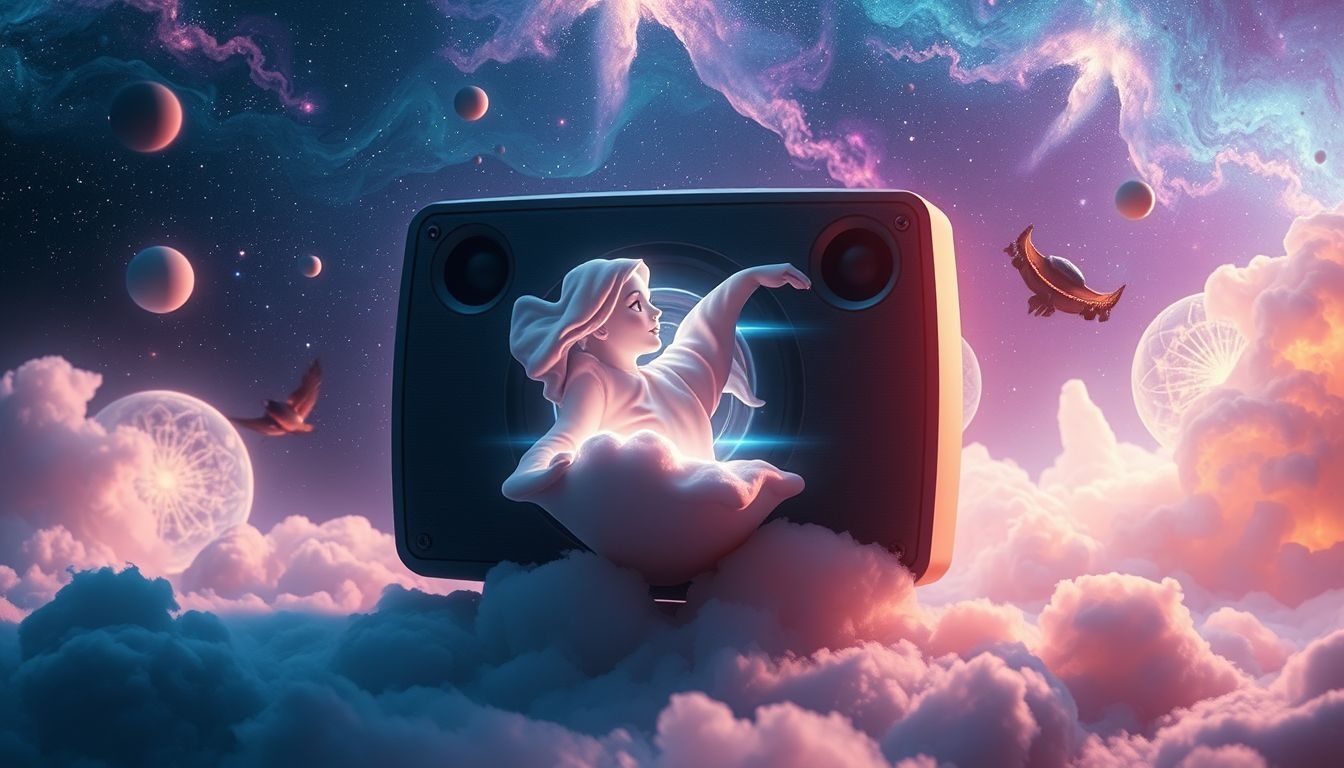 Een levende luidspreker symboliseert onverwachte communicatie en zelfexpressie.