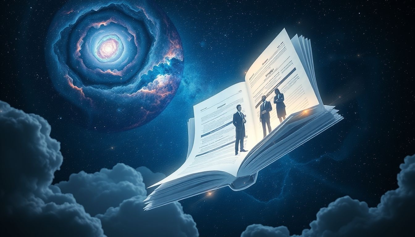 Dromen over een bedrijfsboek en collega symboliseren samenwerking en succes.