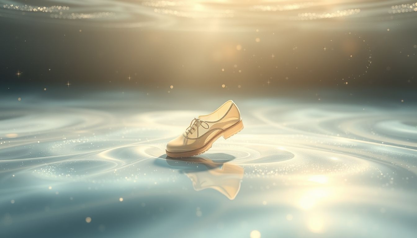 Schoenen passen in water symboliseert emotionele veranderingen en aanpassingen.
