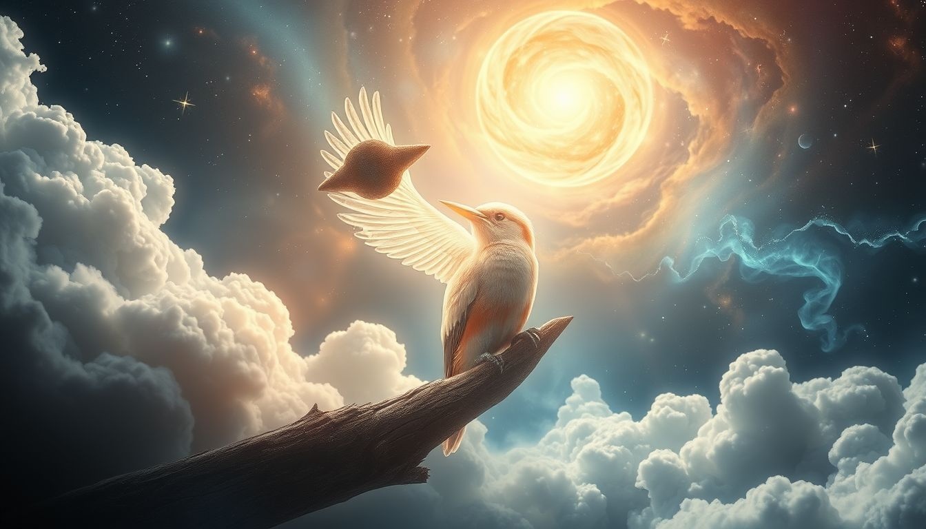 Een zingende specht symboliseert creatieve expressie en innerlijke vreugde.