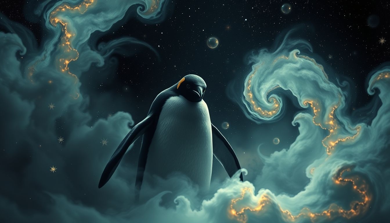 Een angstaanjagende pinguïn symboliseert onderdrukte onzekerheden en dilemma’s.