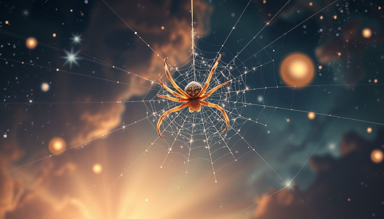 Een spin die web spint symboliseert creativiteit en geduld.