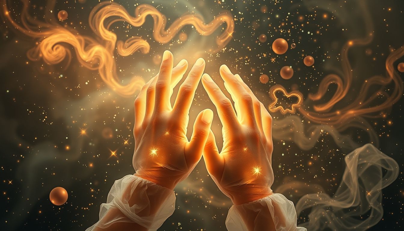 Knellende handschoenen symboliseren belemmerde controle over fijne handelingen.