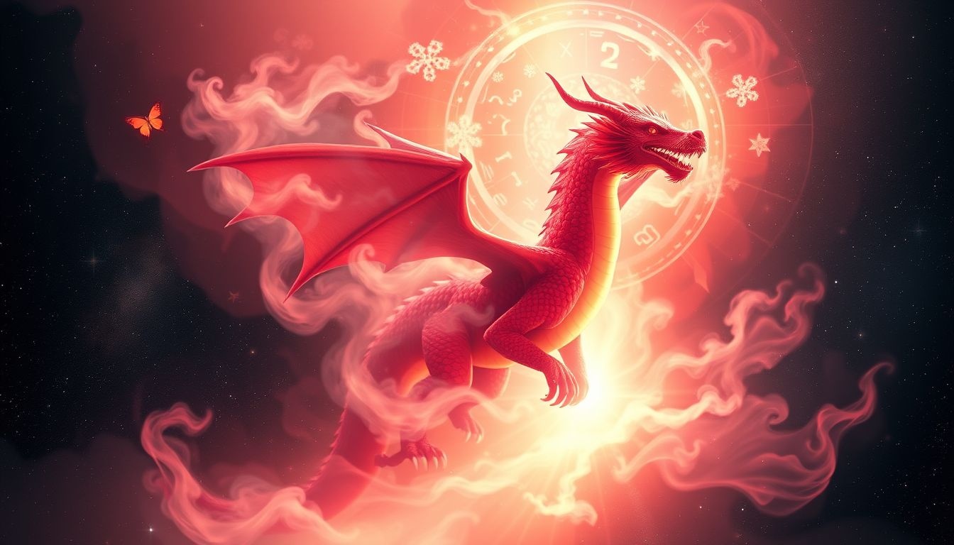 Een rode draak symboliseert kracht, passie en innerlijke strijd.