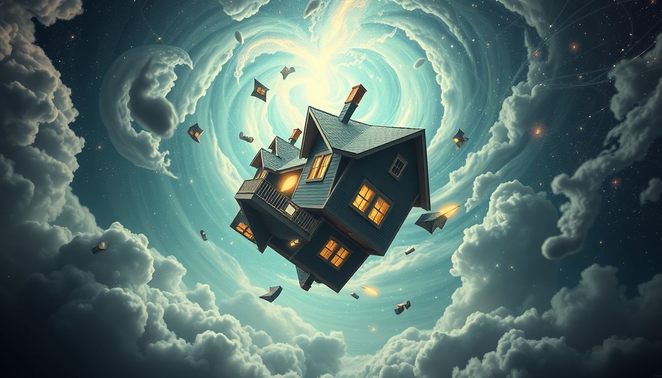 Een achterstevoren huis symboliseert vaak innerlijke onrust en chaos.