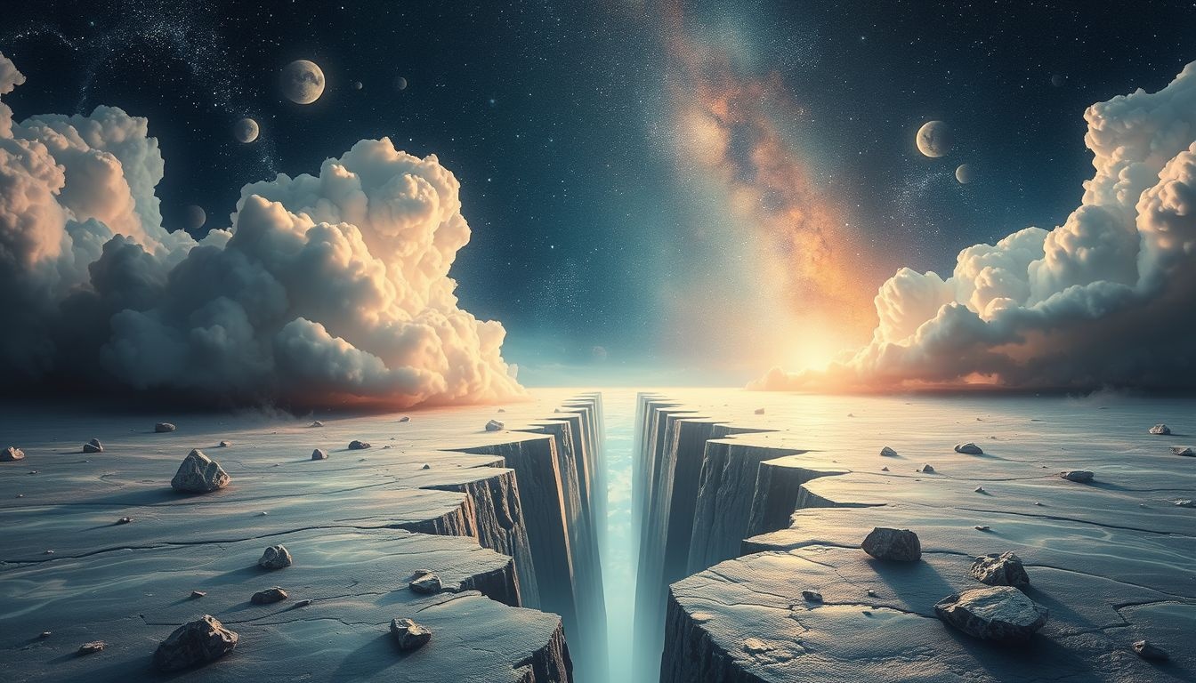 Een spleet in de grond symboliseert verborgen emoties en angsten.