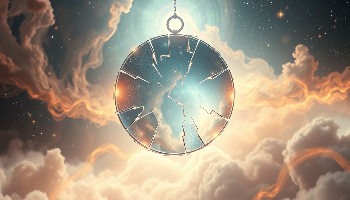 Een spleet in een spiegel weerspiegelt innerlijke onzekerheid en zelfreflectie.