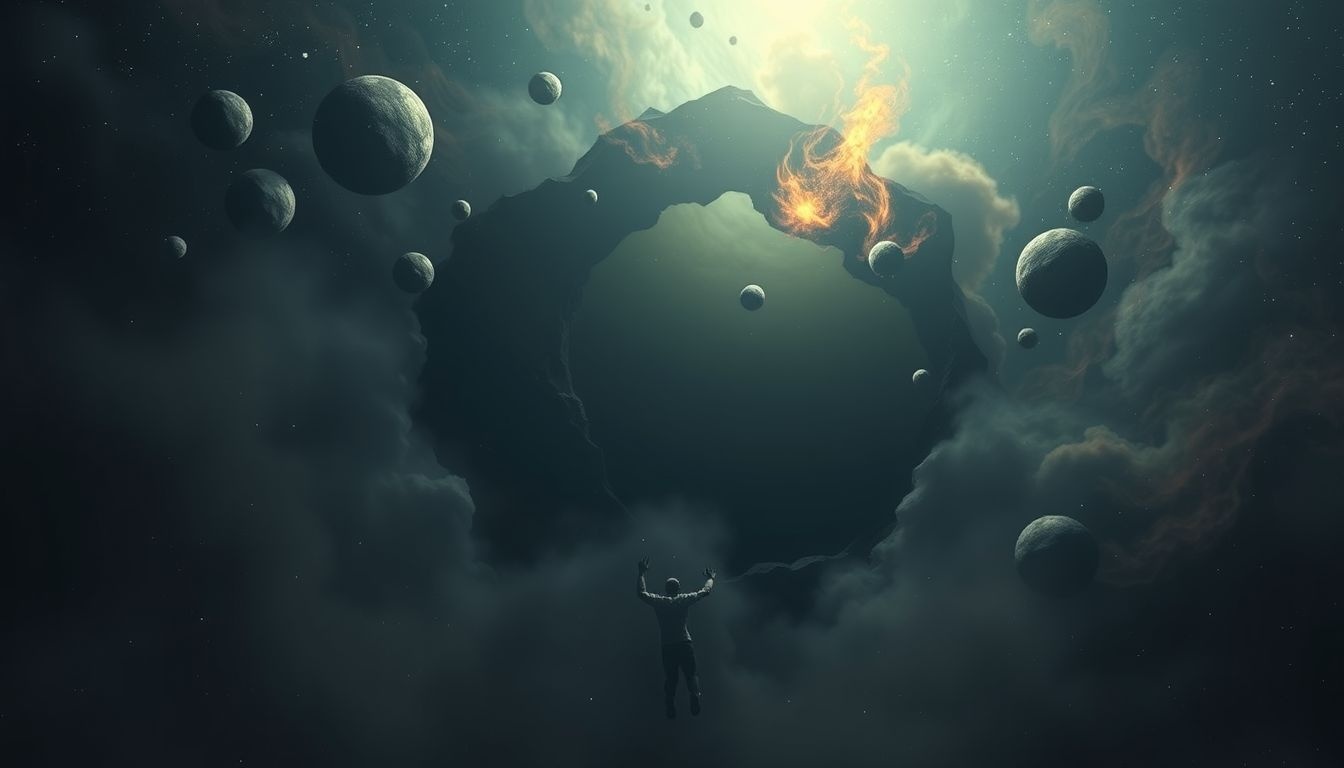 Springen in donkerte symboliseert angst voor onbekende gevolgen.