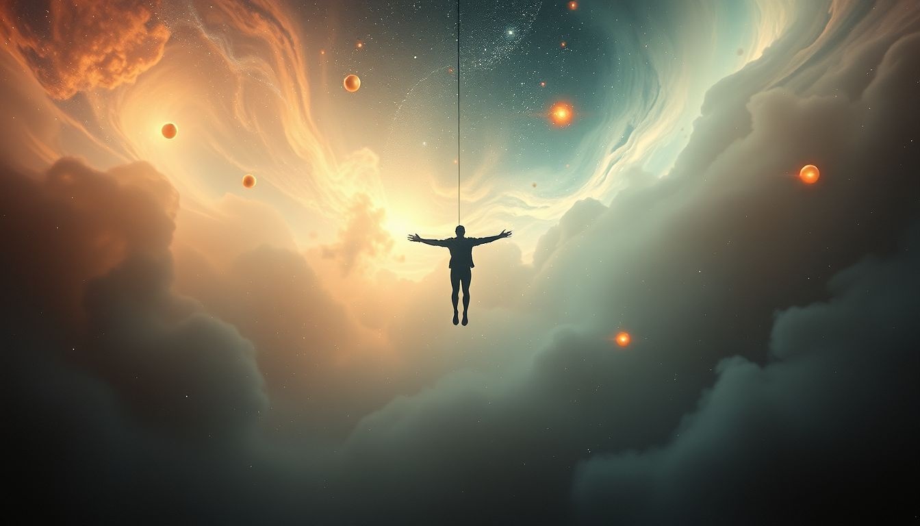 Springen in het niets symboliseert confrontatie met toekomstangst en onzekerheid.