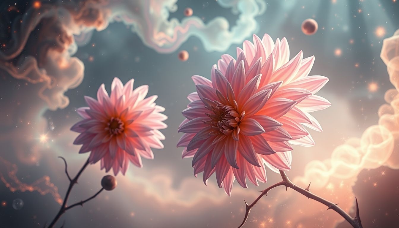 Droomdahlia's met doornen symboliseren schoonheid die voorzichtigheid vereist.