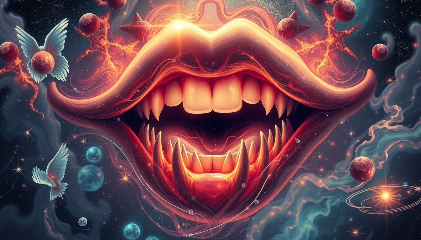 Dromen over diertanden in plaats van lippen symboliseren vaak agressie.