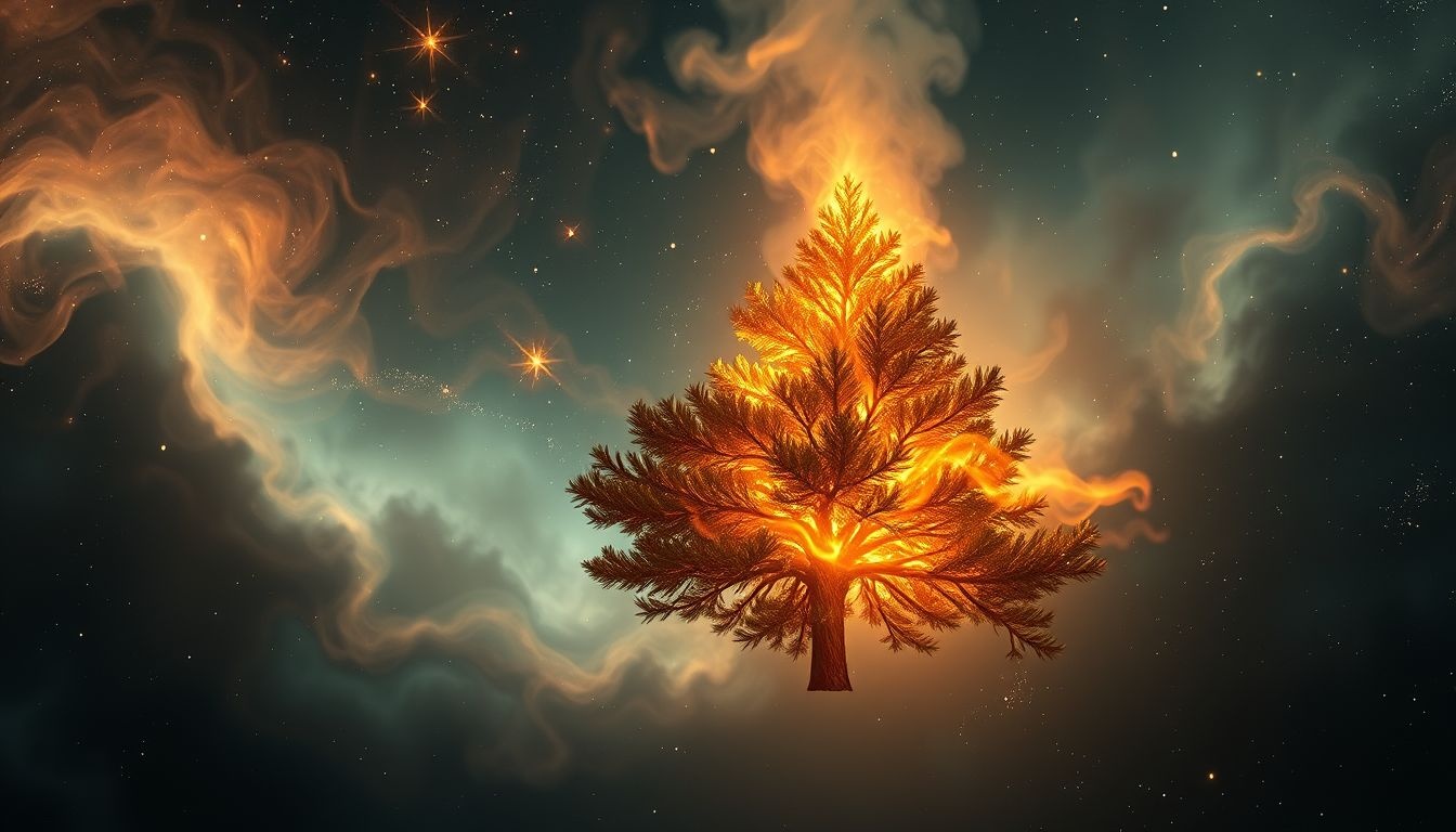 Dromen over brandende spar symboliseert vernietiging en innerlijke transformatie.