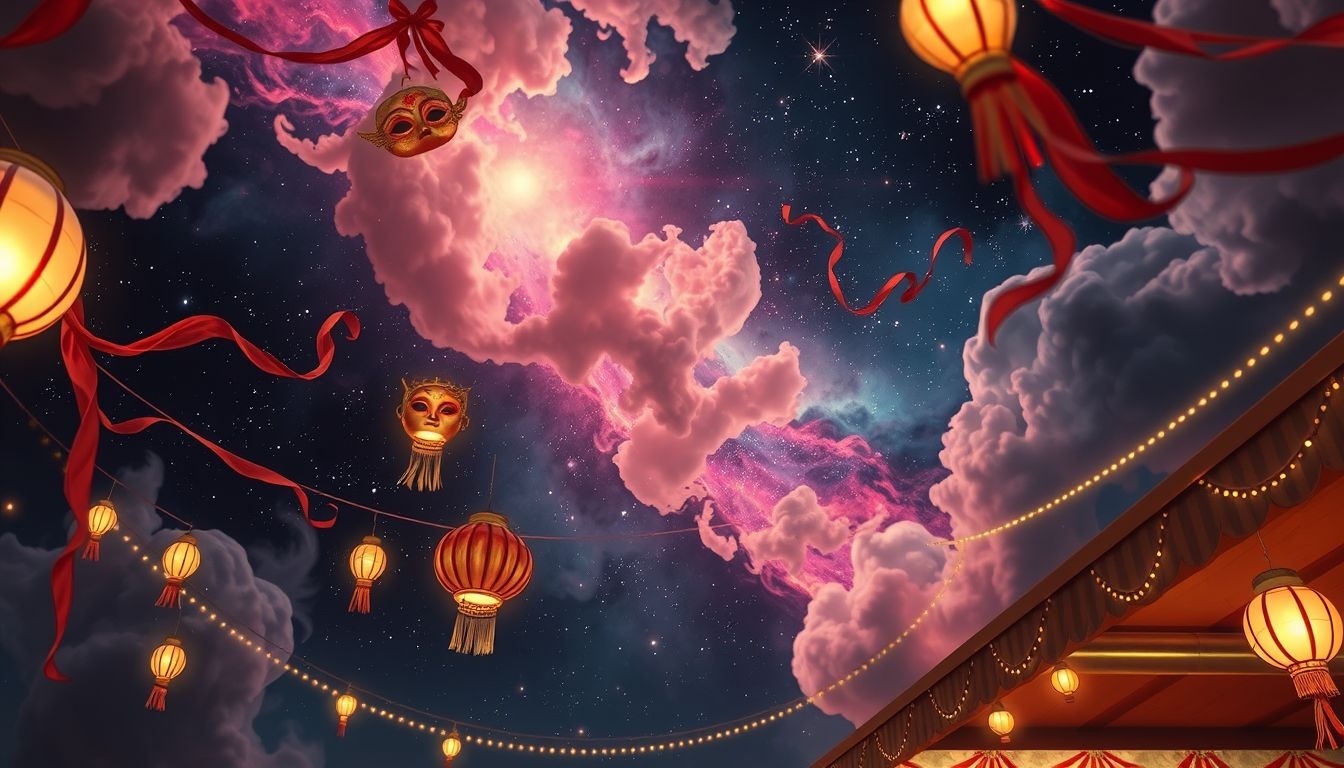 Dromen over buitenlandse carnavalmarkten symboliseren avontuur en culturele nieuwsgierigheid.