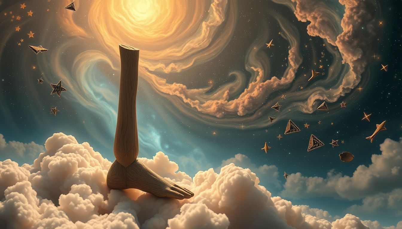 Dromen over een krimpend houten been symboliseert verlies van stabiliteit.