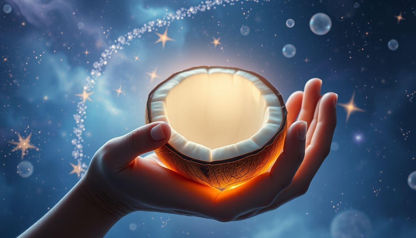 Dromen over kokosnoot als cadeau symboliseert onverwacht geluk.