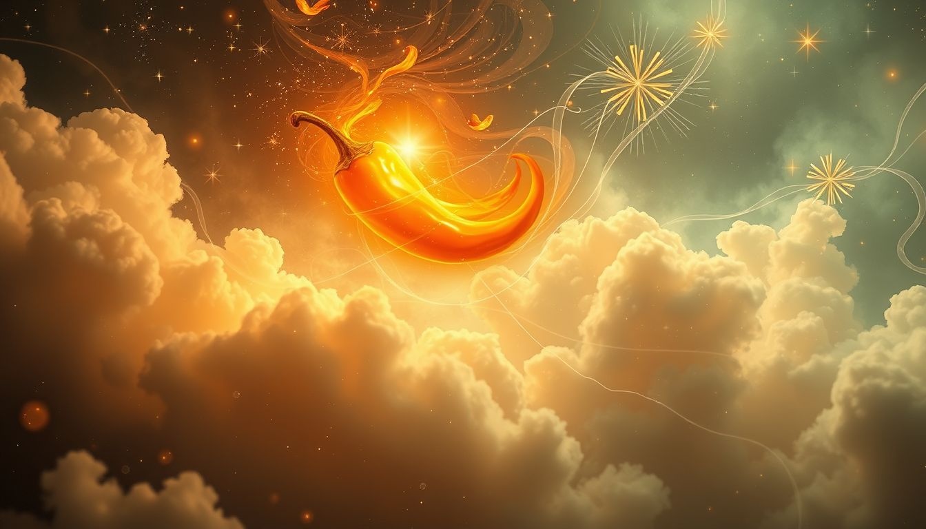 Dromen over een oranje chilipeper symboliseert creatieve energie en passie.