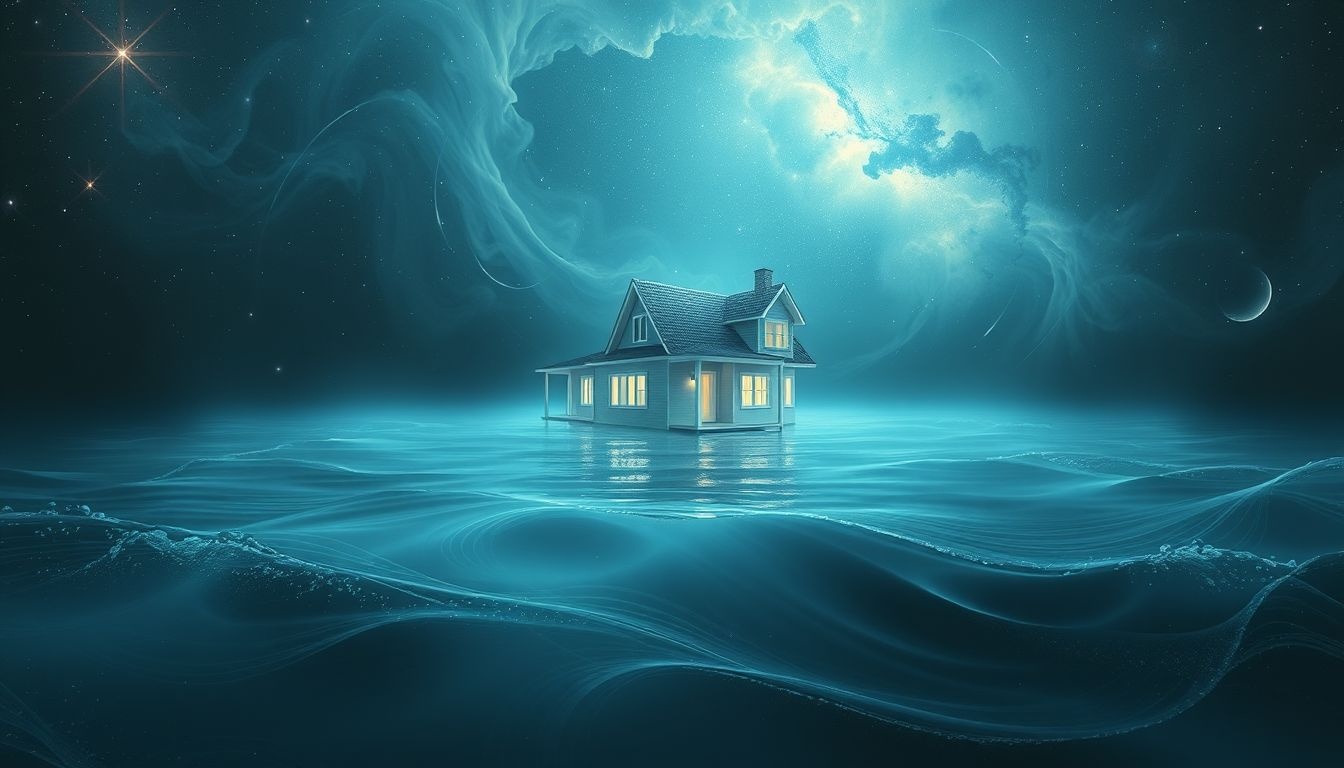 Dromen over een overstroomd huis symboliseert emotionele overweldiging en stress.