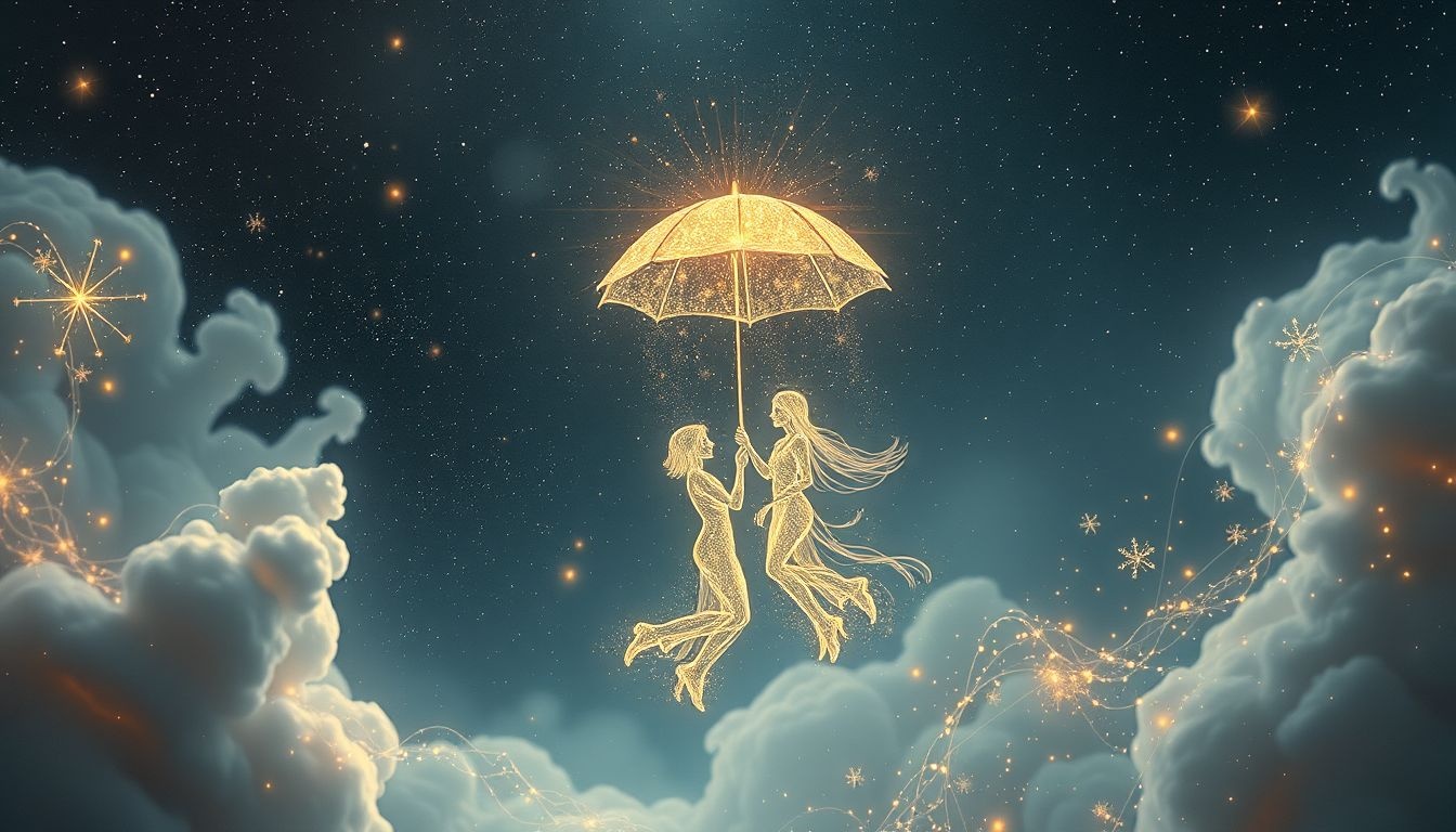 Dromen van paraplu delen symboliseert bescherming en verbondenheid in relaties.