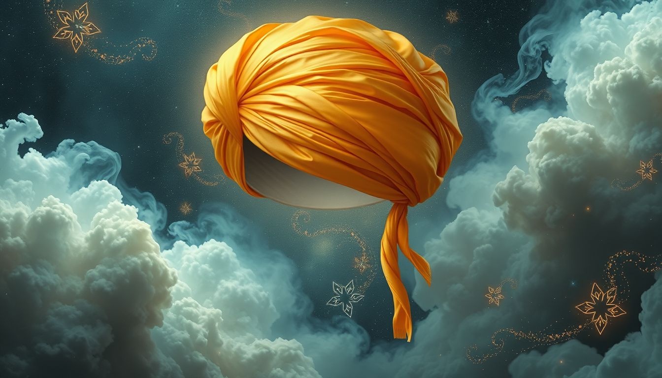 Een gouden tulband symboliseert rijkdom, macht en spirituele verlichting.