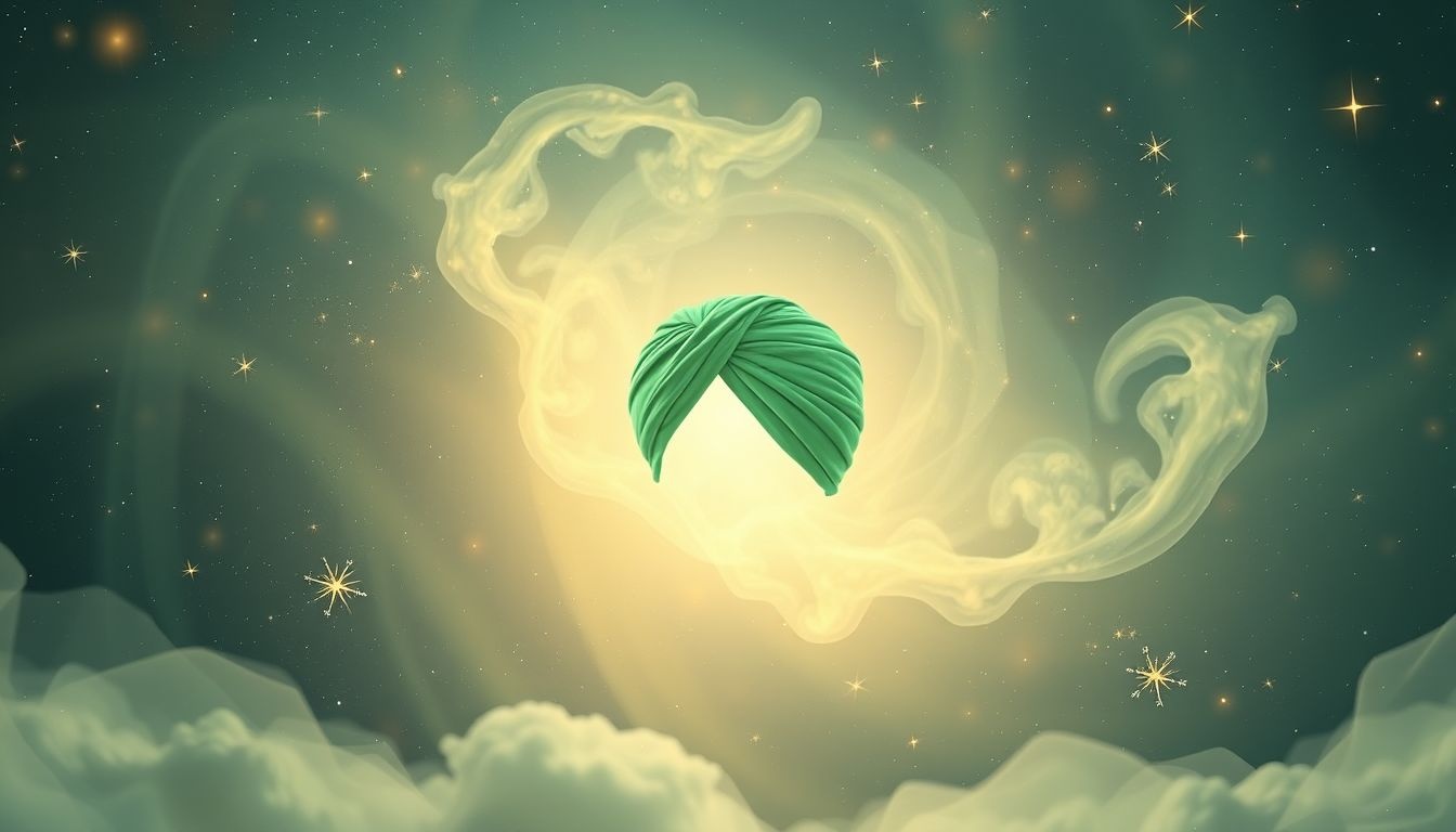 Een groene tulband symboliseert vaak groei, vernieuwing en hoop.