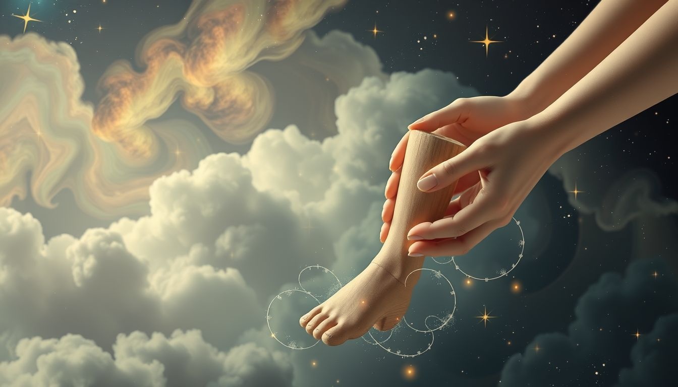 Dromen helpen met houten been symboliseert steun bij kwetsbaarheid.