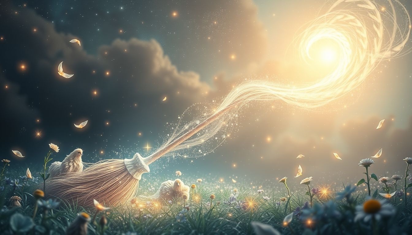 Dromen over tuin schoonvegen symboliseert het opruimen van negatieve energie.