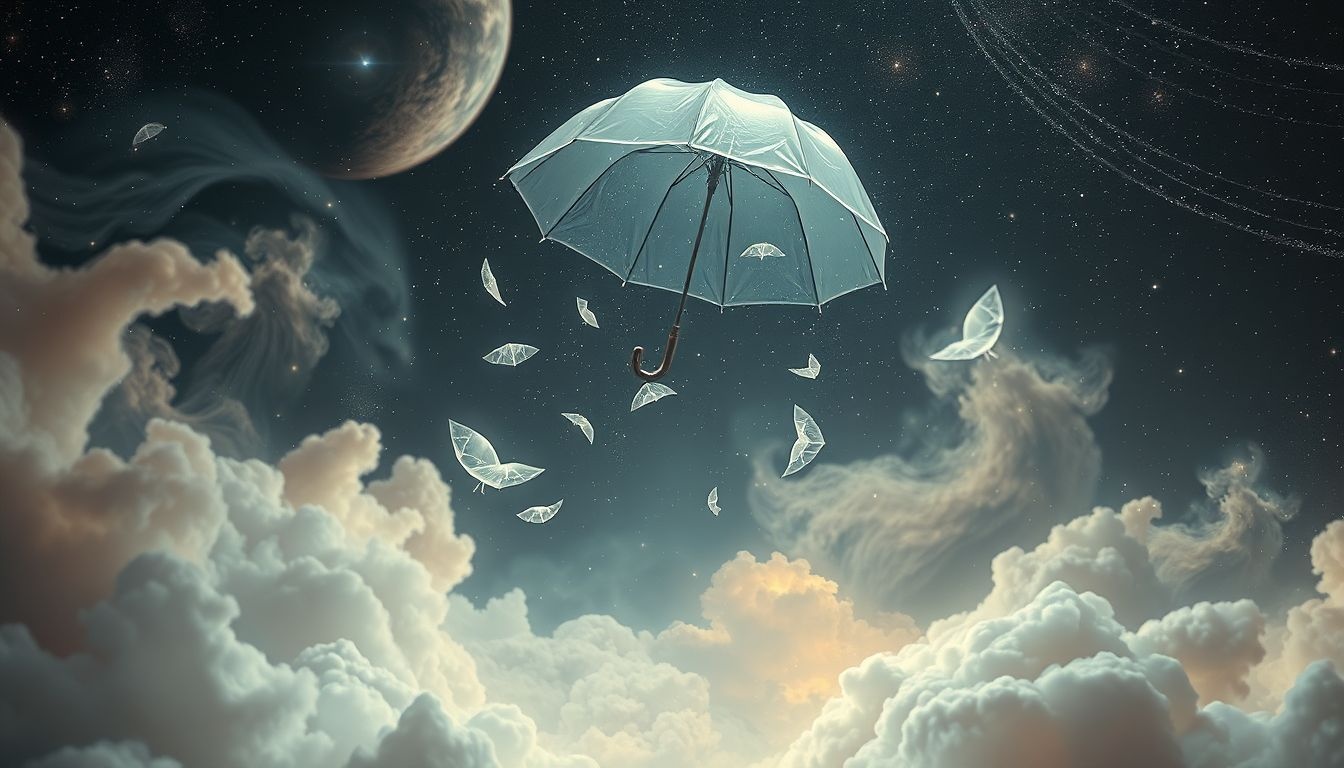 Dromen over wegwaaien van een paraplu symboliseert verlies van bescherming.